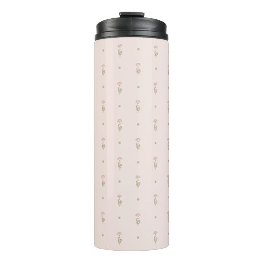 Minimale Wildblumenmuster mit Punkten, Thermosbecher (Vorderseite)