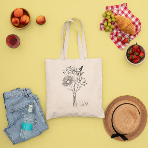 Minimale Wilf Blume , Bohemiam Minimal Tote Bag Tragetasche