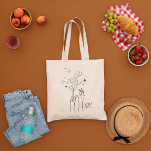 Minimale Wilf-Blumen, bohemian-minimaler Einkaufsb Tragetasche