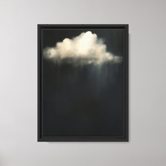 Minimale Wolke auf schwarzem Wandkunst-Druck Leinwanddruck