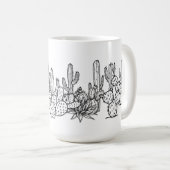Minimale Wüste – Botanisch in schwarzer Tinte Kaffeetasse (VorderseiteRechts)