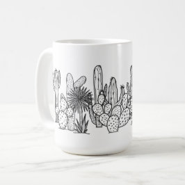 Minimale Wüste – Botanisch in schwarzer Tinte Kaffeetasse