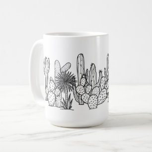 Minimale Wüste – Botanisch in schwarzer Tinte Kaffeetasse