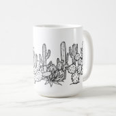 Minimale Wüste – Botanisch in schwarzer Tinte Kaffeetasse (VorderseiteRechts)
