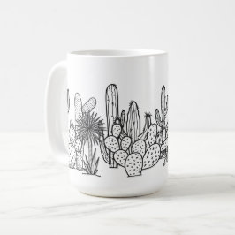 Minimale Wüste – Botanisch in schwarzer Tinte Kaffeetasse