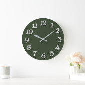 Minimale Zahl-graues graues unten Wiesen-Grün Große Wanduhr (Zuhause)