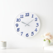 Minimale Zahl-Kobalt-Indigo-Blau-Weiß Große Wanduhr (Zuhause)