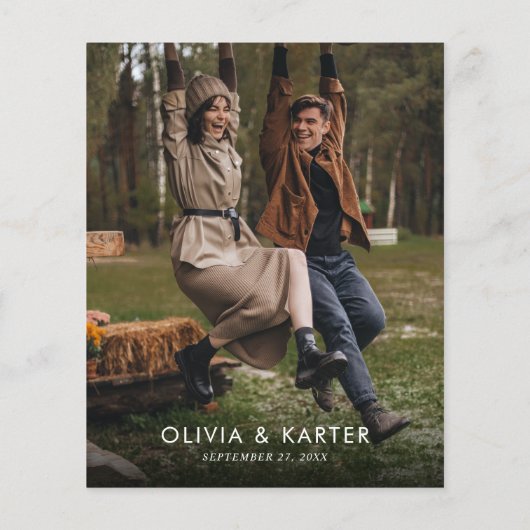 Minimale zeitgenössische Monogramm-Foto-Hochzeit (Rückseite)