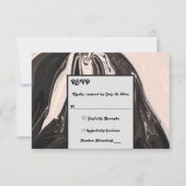 Minimale zeitgenössische Schwarz-Weiß-Hochzeit RSVP Karte (Vorderseite)