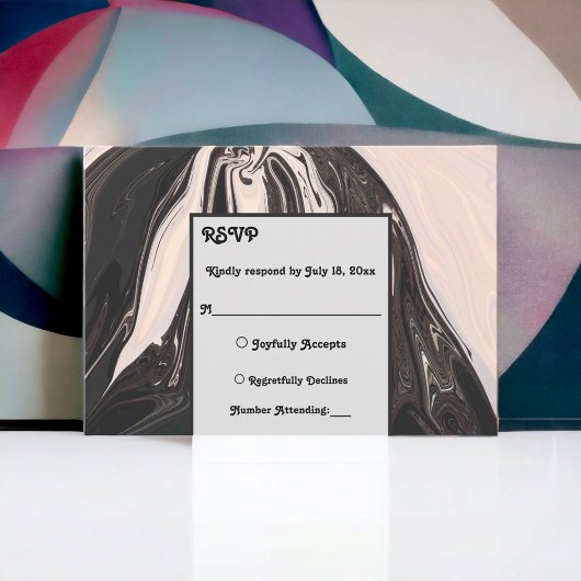 Minimale zeitgenössische Schwarz-Weiß-Hochzeit RSVP Karte