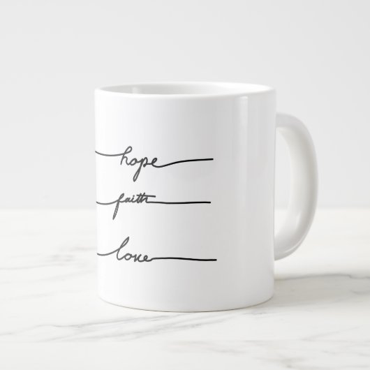 Minimale Zitat-Typografie handgezeichnete Tintensc Jumbo-Tasse (Vorderseite Rechts)