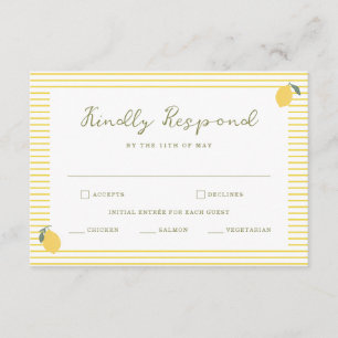 Minimale Zitrone Amalfi-Küsten-Hochzeits-RSVP-Kart Begleitkarte