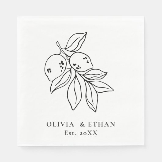Minimale Zitronen Hochzeit Serviette (Vorderseite)