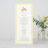 Minimale Zitronen-Hochzeitsprogrammkarte von der A Einladung (Stehend Vorderseite)