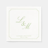 Minimale zitronengrüne Monogramm-Hochzeitsserviett Serviette (Vorderseite)