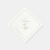 Minimale zitronengrüne Monogramm-Hochzeitsserviett Serviette (Ecke)