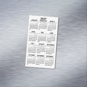 Minimaler 2027 Mini-Kalender - Schwarz und Weiß Magnetische Visitenkarte