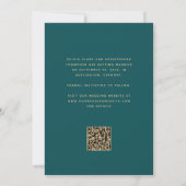 Minimaler 3-Foto Collage Aquamarin Blue Gold QR Co Save The Date (Rückseite)