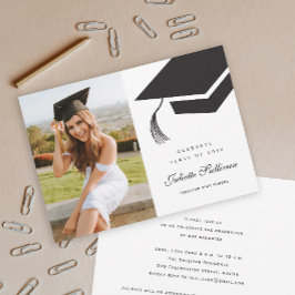 Minimaler Abschluss für Schwarz-Weiß-Cap-Foto Einladung