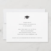 Minimaler Abschluss für Schwarz-Weiß-Cap-Foto Einladung (Rückseite)