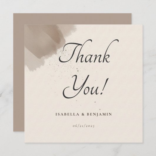 Minimaler Abstrakter Pinsel und Tinte Dankeschön K Dankeskarte (Vorne/Hinten)