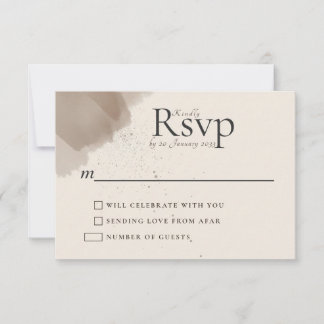 Minimaler Abstrakter Pinsel und Tinte-Hochzeitstic RSVP Karte