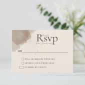 Minimaler Abstrakter Pinsel und Tinte-Hochzeitstic RSVP Karte (Stehend Vorderseite)