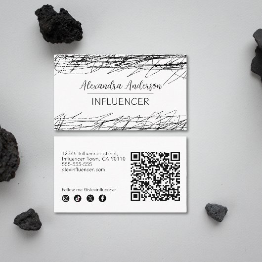 Minimaler Abstrakter QR-Code für Schwarz und Weiß Visitenkarte