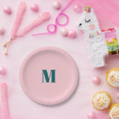Minimaler Anfangsbuchstabe des Monogramms grün ros Pappteller (Party)
