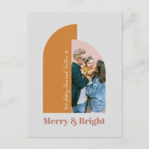 Minimaler Arch Blush Dusty Pink Gray Merry Foto Feiertagspostkarte