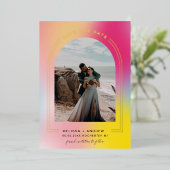 Minimaler Arch Save the Date Ombre Folieneinladung (Stehend vorne)