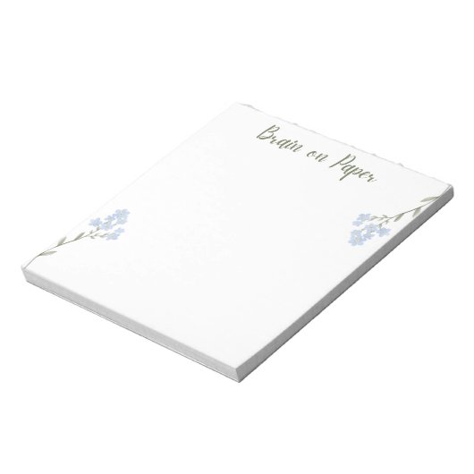 Minimaler ästhetischer Notepad mit blauen Blumen Notizblock (Rotiert)
