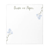 Minimaler ästhetischer Notepad mit blauen Blumen Notizblock (Vorderseite)