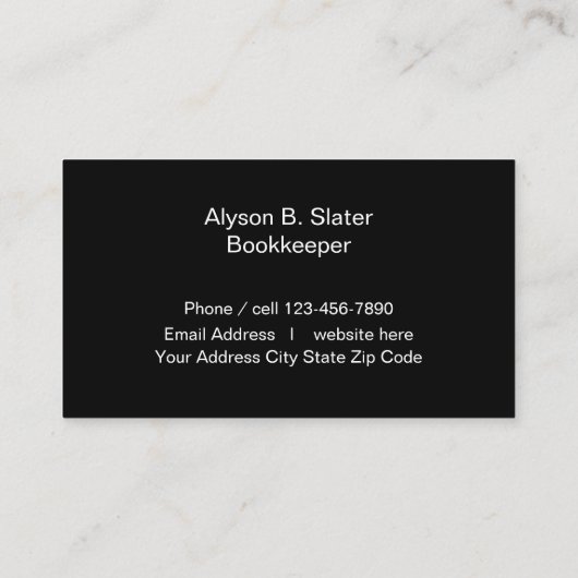 Minimaler Aufbau des Buchhalters Visitenkarte (Rückseite)