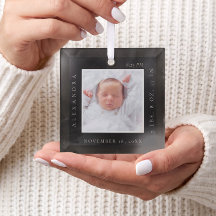 Minimaler Babyname Geburtsstats Foto Black Keepake