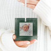 Minimaler Babyname und Geburtsstat Foto Keepake Ornament Aus Glas