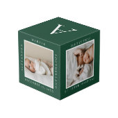 Minimaler Babyname und Geburtsstat Foto Keepake Würfel (Rückseite Schrägansicht)