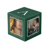 Minimaler Babyname und Geburtsstat Foto Keepake Würfel (Vorderseite Schrägansicht)