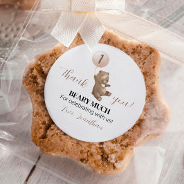 Minimaler Bärenballon 1. Geburtstagsaufkleber Runder Aufkleber