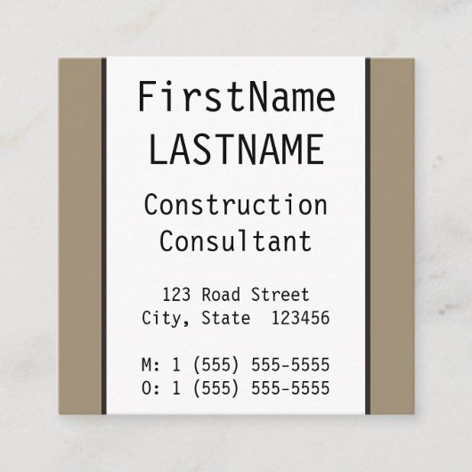 Minimaler Bauberater Beruflich Quadratische Visitenkarte (Vorderseite)