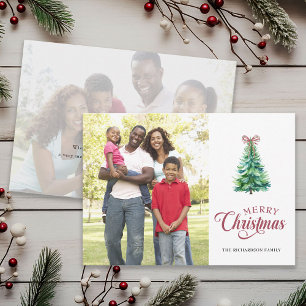 Minimaler Baum mit Bow 2 Foto Weihnachtskarte Feiertagskarte