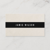 Minimaler Beige Black Stripe Berater Visitenkarte (Vorderseite)