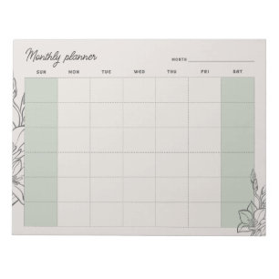 Minimaler Beige-Monatsplaner, benutzerdefinierter Notizblock