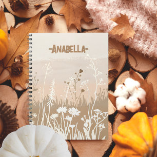 Minimaler, beige, weicher Herbstblumengarten Notizblock