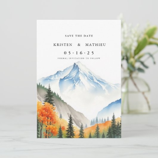 Minimaler Berg Save The Date (Stehend Vorderseite)
