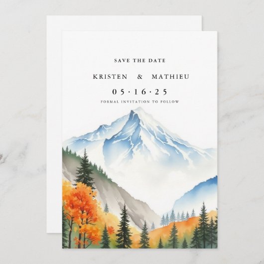 Minimaler Berg Save The Date (Vorne/Hinten)