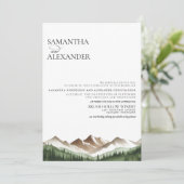 Minimaler Berg W/ Details Hochzeit Einladung (Stehend Vorderseite)