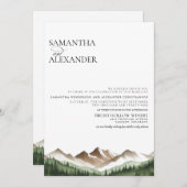 Minimaler Berg W/ Details Hochzeit Einladung (Vorne/Hinten)