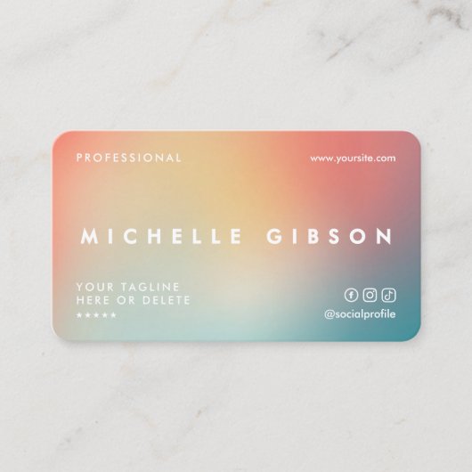 Minimaler Beruflicher ästhetischer Pfirsich Aquama Visitenkarte (Vorderseite)