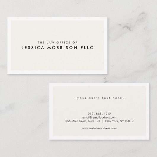 Minimaler Beruflicher Elfenbein/weißer Anwalt Visitenkarte (Vorne/Hinten)
